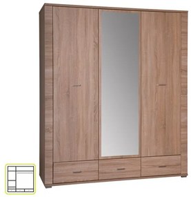 TEM-GRAND 02 3 ajtós akasztós, tükrös szekrény