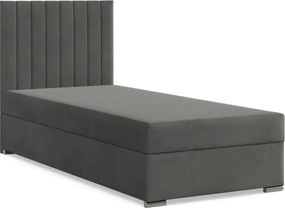 Agen egyszemélyes ágy, bársony, ágyneműtartóval, sötétszürke