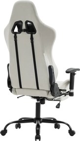 Irodai/gamer szék, fehér/fekete, teherbírás 150 kg, PAPIBAS