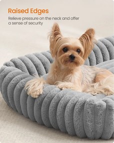 Közepes kutyafekhely, puha párnázással, mosható, 71 x 55 x 18 cm, galambszürke
