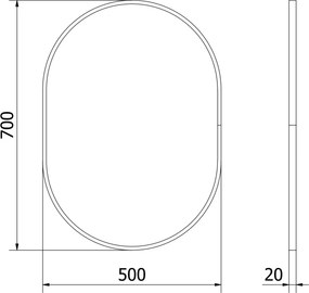 Mexen Loft ovális fürdőszobai tükör 70 x 50 cm, fekete keret - 9851-070-050-000-70