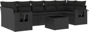 vidaXL 8 részes fekete polyrattan kerti ülőgarnitúra párnákkal