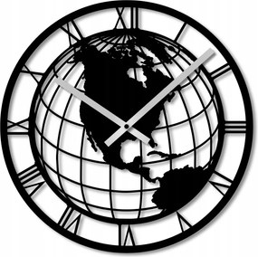 Falióra 60 cm Fa Falióra Nagy Fekete Világtérkép Földgömb