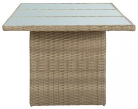 barna üveg és polyrattan kerti étkezőasztal 200 x 100 x 74 cm