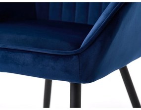 Sötétkék kárpitozott karfás étkezőfotel szett 2 db-os Nolan Stripe – Unique Furniture