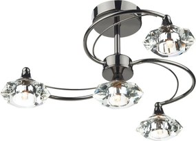 DAR LIGHTING LUT0467 LUTHER Kristály Mennyezeti Lámpa Fekete Króm G9 IP20