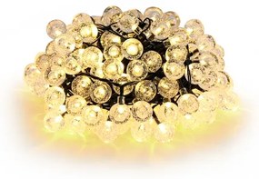 Brilagi- LED napelemes díszfüzér BUBBLE, 200 db LED, 8 funkciós, 20 m, IP65, meleg fehér