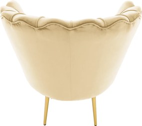 Art-deco stílusú fotel, bézs Velvet szövet/gold arany króm, NOBLEO