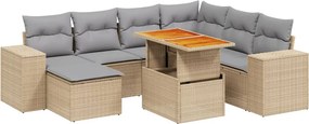 vidaXL 8 részes bézs polyrattan kerti ülőgarnitúra párnával