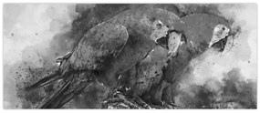 Kép - Akvarell papagájok (120x50 cm)