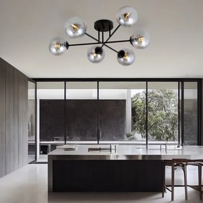 Csillár ROMA 6xE14/10W/230V fekete/füstös