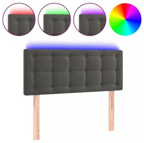 sötétszürke bársony LED-es fejtámla 90x5x78/88 cm