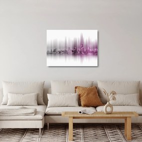 Kép - Panoráma a városra, rózsaszín-szürke (üvegen) (70x50 cm)