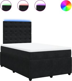 vidaXL fekete bársony rugós ágy matraccal 120 x 200 cm