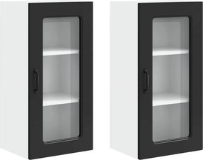 vidaXL Konyhaszekrény Kalmar 2 pcs Fekete 40 x 31 x 80 cm Faanyag