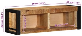 tömör nyers mangófa TV-szekrény 80x30x25 cm