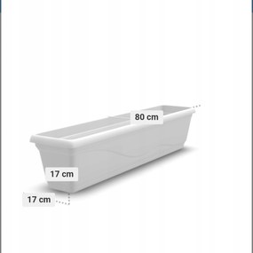 Virágtartó Doboz Erkély Virágtartó Fehér Fogantyúval Tartós Láda 80cm
