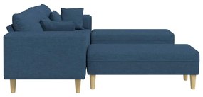 Szövet kanapé párnával 3 pcs Kék 208 cm szövet