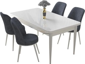 Nil étkezőgarnitúra, fehér-füstszürke, 110 cm
