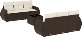 vidaXL 7 részes barna polyrattan kerti ülőgarnitúra párnákkal