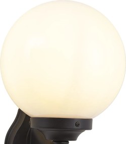 Klasszikus kültéri fali lámpa fekete opál üveggel IP44 - Champs