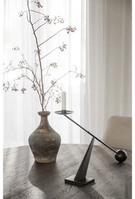 Sötétbarna kerek bővíthető étkezőasztal tölgyfa dekorral ø 135 cm Maddock – Rowico