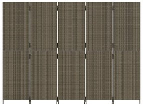 szürke 5-paneles polyrattan térelválasztó