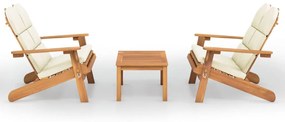 3 részes tömör akácfa kerti Adirondack ülőgarnitúra