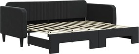 vidaXL fekete kihúzható bársony heverő 90x200 cm
