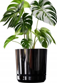 32 minta Fekete Fényes nagy széles virágtartó virágcserép fényes talppal