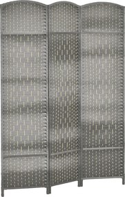 HOMCOM 3-panelos Összecsukható Paraván 135x180 cm Szobai Elválasztó, Magánéletet Védő Paraván Polipropilén Iroda és Hálószoba Szürke Mix | Aosom
