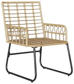 Kert étkező szett 3 pcs Barna Fekete Krém Poli rattan és acél