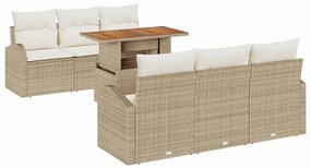 vidaXL Kerti Kanapé Szett tárolóval 7 pcs Bézs Poli rattan