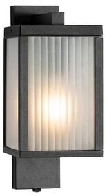 Kültéri fali lámpa fekete bordázott üveggel és szürkületi érzékelővel - Charlois