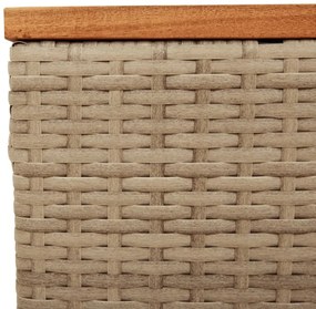 bézs polyrattan és akácfa kerti asztal 55 x 55 x 37 cm