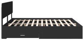 vidaXL Ágykeret fejtámlával fiókkal Fekete 200 x 200 cm Faanyag