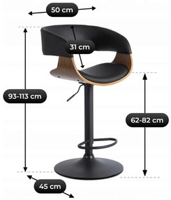 Elegáns Bárszék Fekete Eco-bőr Kárpittal. OREGON