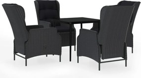 vidaXL 5 részes sötétszürke kerti étkezőgarnitúra