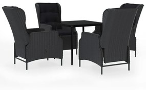 vidaXL 5 részes sötétszürke kerti étkezőgarnitúra