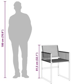 17 részes fekete polyrattan kerti étkezőgarnitúra