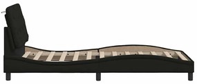 fekete szövet ágykeret LED-ekkel matrac nélkül 90x190 cm