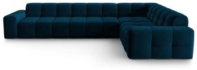 Sötétkék bársony sarokkanapé (jobb oldali) Kendal – Micadoni Home