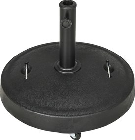 Outsunny Napernyő Állvány 23,5 kg Kerekes Napernyő Bázis Ø38/48 mm Rúdhoz, Kerthez, Erkélyhez, Fekete | Aosom