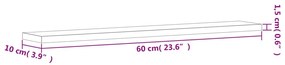 4 db füstös tölgy színű szerelt fa fali polc 60 x 10 x 1,5 cm