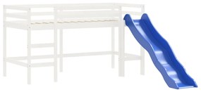 fehér tömör fenyőfa gyerek galériaágy létrával 90x200 cm