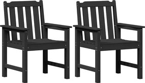 vidaXL Kerti étkezőszék 2 pcs Fekete 65,5 x 59 x 88 cm HDPE