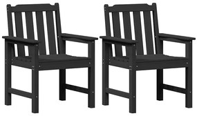 vidaXL Kerti étkezőszék 2 pcs Fekete 65,5 x 59 x 88 cm HDPE