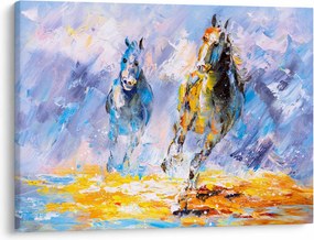 Futó lovak képe, olajfestmény (70x50 cm)