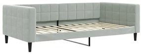 világosszürke kihúzható bársony heverő fiókkal 100 x 200 cm