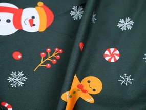 SNOWMAN AND GINGERBREAD mikroszálas ágyneműhuzat zöld Ágyneműhuzat mérete: 70 x 90 cm | 140 x 220 cm
